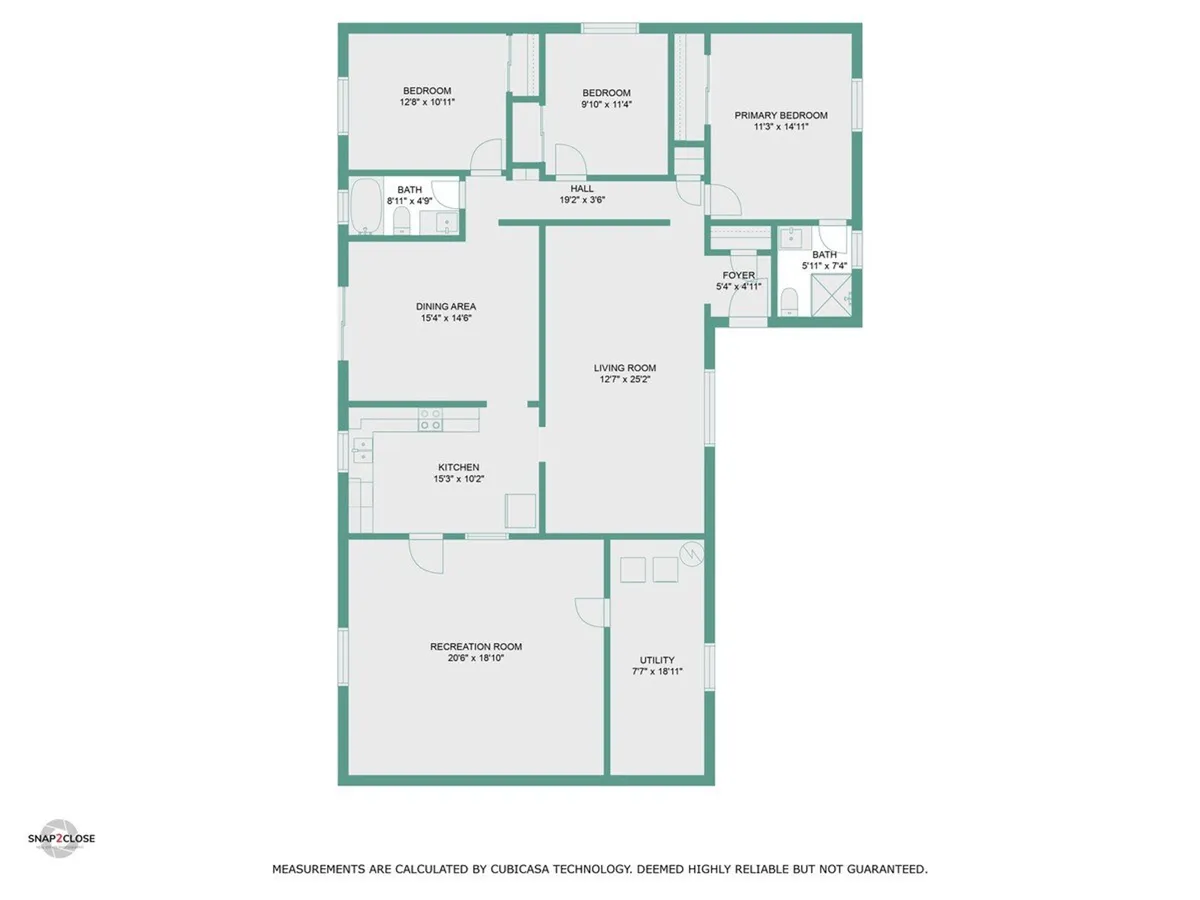 This wide-angle interior image captures the open flow between the kitchen, living room, dining area, recreation room, and bedrooms. The scene includes inviting seating, a spacious kitchen, and dining table, all designed for group gatherings and social activities.